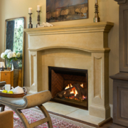 Annalisa Cast Stone Fireplace with Interior Slips by exterior remodeling company Savannah Surfaces in Hardeeville, SC
